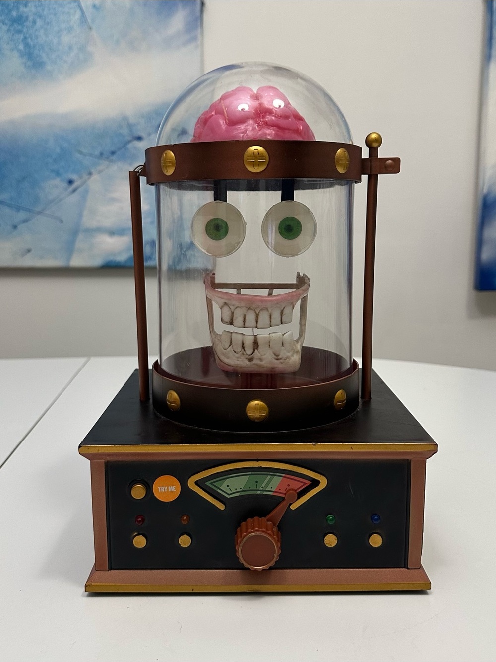 Gemmy Mad Scientist Animated Light Up Talking Brain Lab Tested Halloween READ